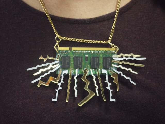 'Electronic sunburst' necklace